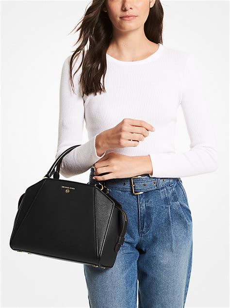 michael kors cleo|Cleo Medium Saffiano Leather Satchel .